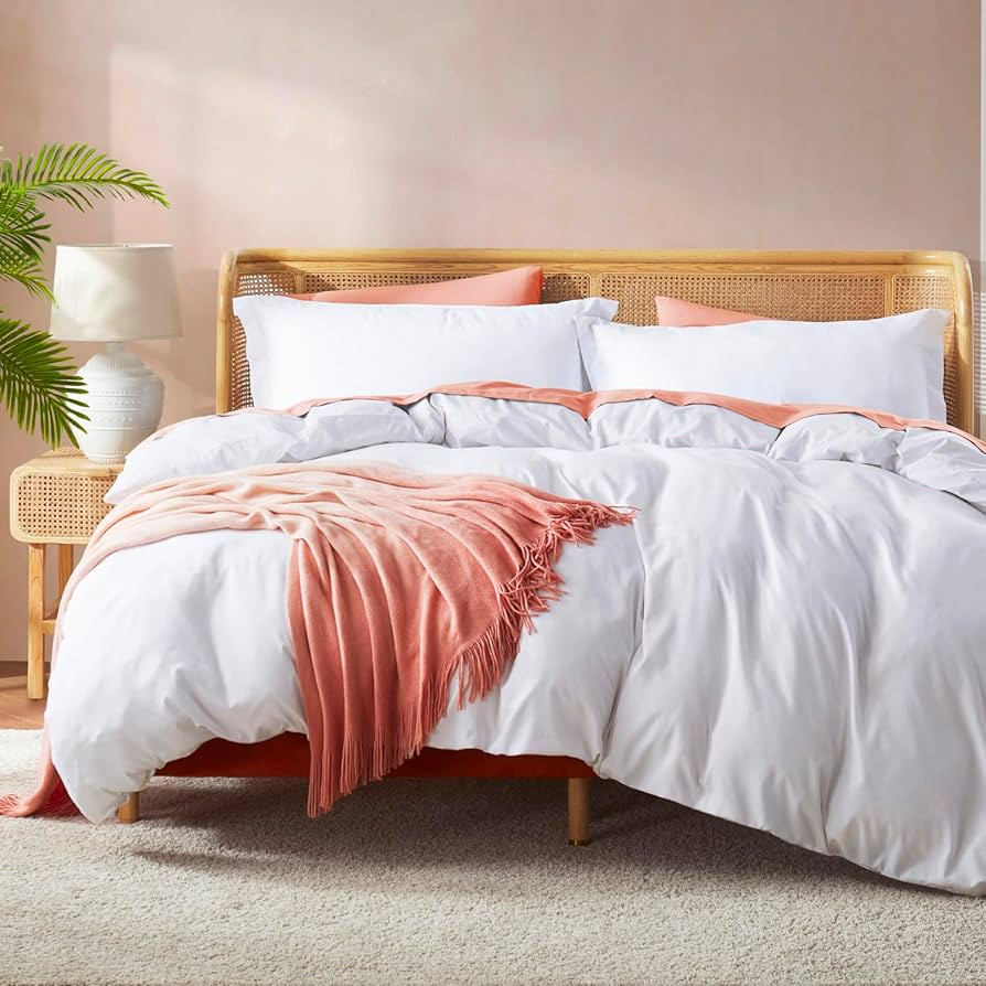 Nestl White Duvet Cover King Size - Soft Double Brushed King Duvet Cover Set, 3 Piece, with Butto... | Amazon (US)