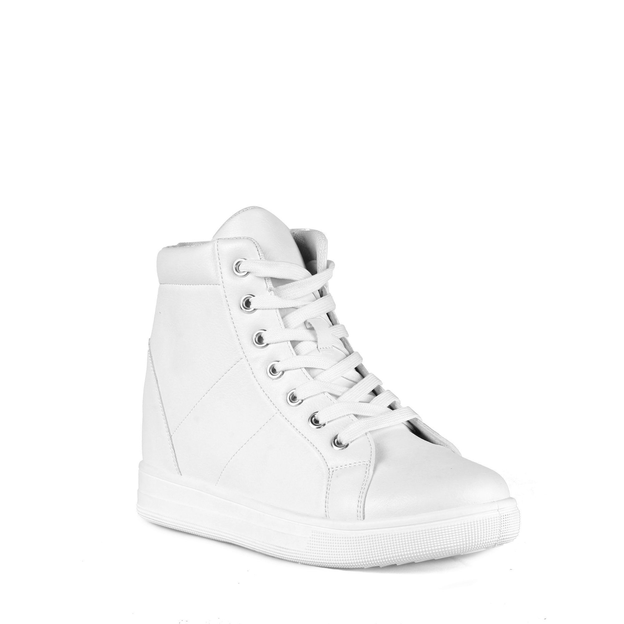 Instant Lace up Wedge Sneakers in White | Walmart (US)