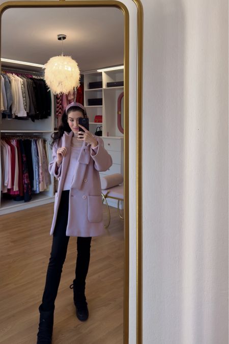Looking for cute winter outfits that are chic and cozy? Check out this coquette aesthetic look. I’m wearing a pink coat, a pink sweater, and a pink headband for a pop of color. I paired them with black leggings and inuikii boots for a casual and comfortable vibe. This is a perfect example of how to create a capsule wardrobe with hyper feminine outfits. You can easily recreate this look with items from your closet. #capsulewardrobe #leggings #pinkcoat #winteroutfit #springoutfit

#LTKstyletip #LTKMostLoved #LTKSeasonal