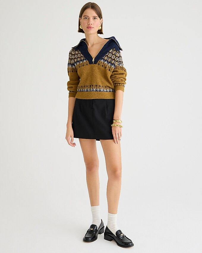Fair Isle half-zip sweater in brushed yarn | J. Crew US