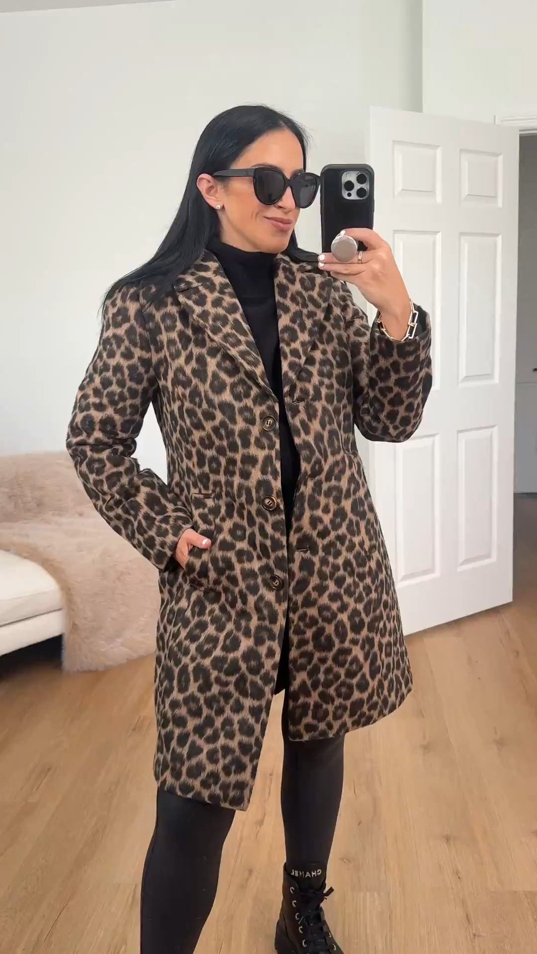 Time and Tru Women's Faux Wool Boyfriend Coat wearing size small.
Under $50