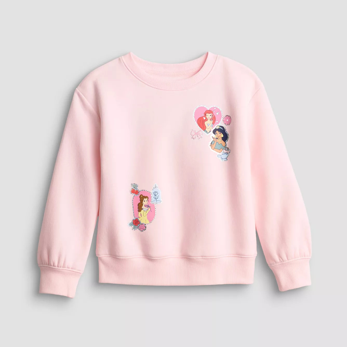 Girls 4-12 Jumping Beans\u00ae Disney's Princess Belle, Ariel & Jasmine Graphic Crew Sweatshirt | Kohl's