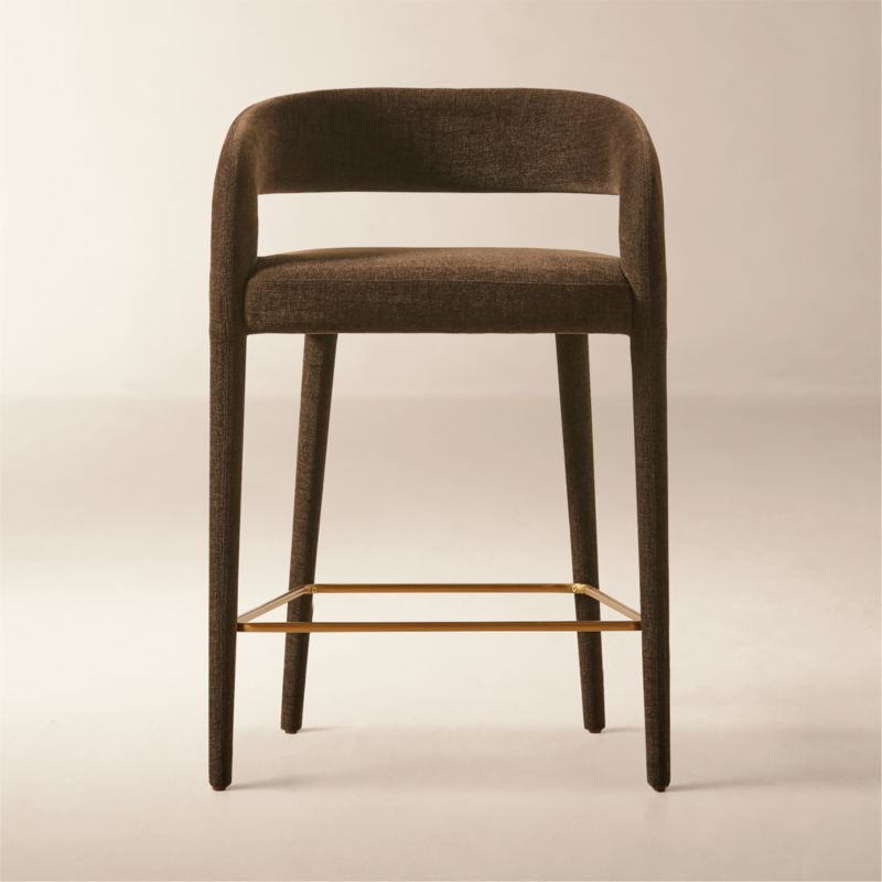 Lisette Brown Performance Fabric Counter Stool Set of 2 | CB2