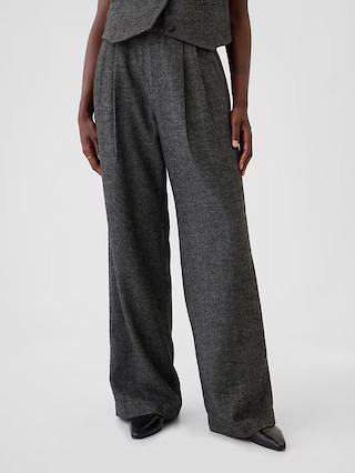 365 High Rise Brushed Twill Pleated Trousers | Gap (US)