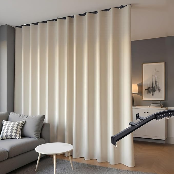 Room Divider Blackout Curtains & Ceiling Curtain Track Set Wall Mount Extra Wide Track Curtains F... | Amazon (US)