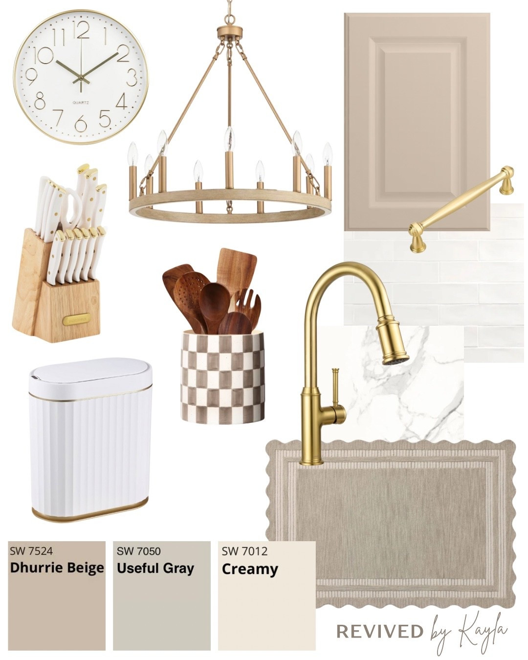 Modern neutral kitchen color palette design with paint colors from Sherwin Williams ✨ 

#homedecor #colorpalette #moodboard #kitchendecor #kitchenstyling #kitchenideas #kitchendesign #homedecor #homedesign #neutralhome #beigeandgold #homeinspo #amazonhome 

#LTKFindsUnder50 #LTKFindsUnder100 #LTKHome