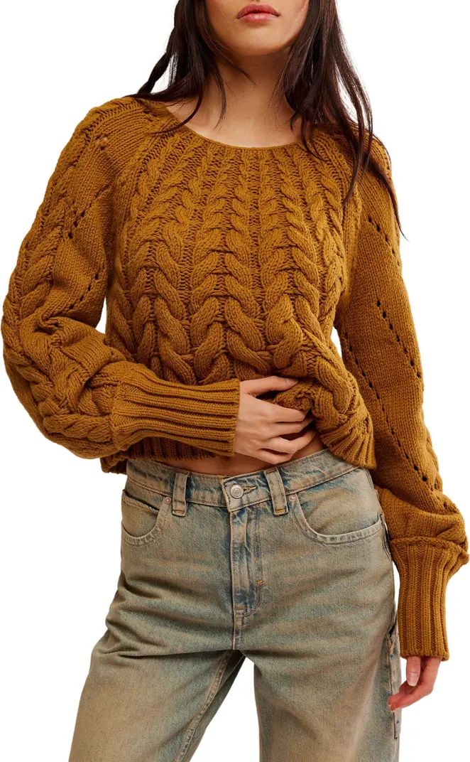 Free People Sandre Cable Stitch Pullover Sweater | Nordstrom | Nordstrom