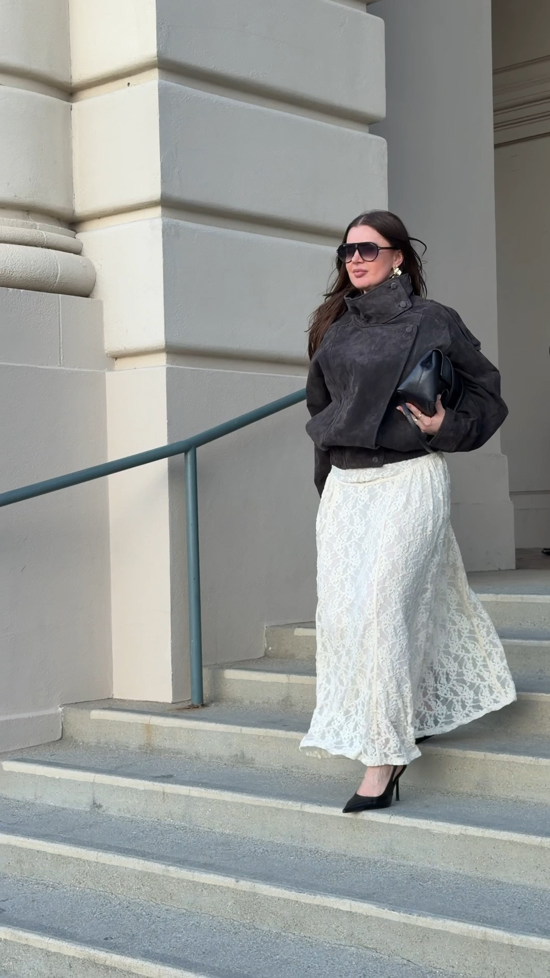 The perfect jacket for spring! Styling a charcoal suede hight neck jacket with a lace dress, sling backs and a black shoulder bag. 
#outfit #springoutfit #springjacket #suede #zara #lace #dress #jacket #workwear #springoutfits #springdresses
#LTKspringtrends #LTKspring

#LTKootd #LTKWorkwear #LTKgrwm #LTKSpringSale