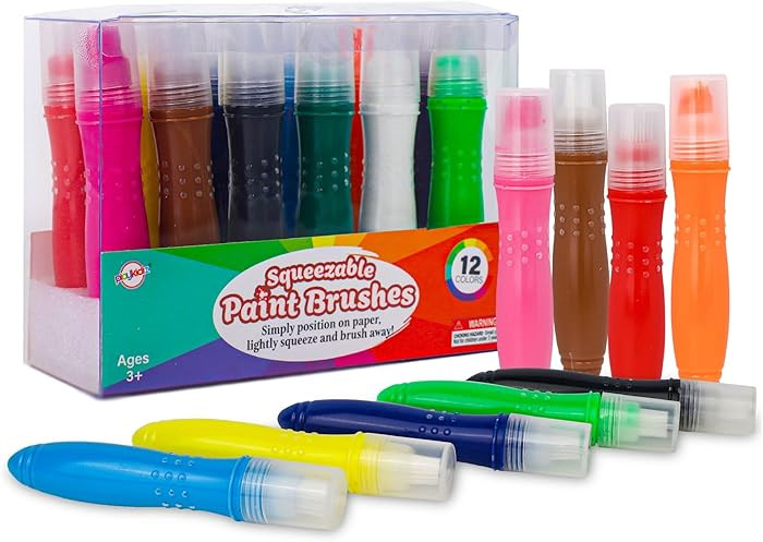 12 Squeezable Paint Brushes Classic Colors for Kids, Tempera Paint Brush, Assorted Fun Colors for... | Amazon (US)