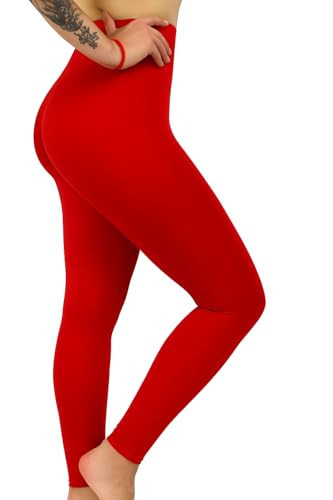 COMFY FOREVER Red Leggings for Women, Gym & Workout Leggings for Women | Leggings Without Pockets |(Regular) | Amazon (US)