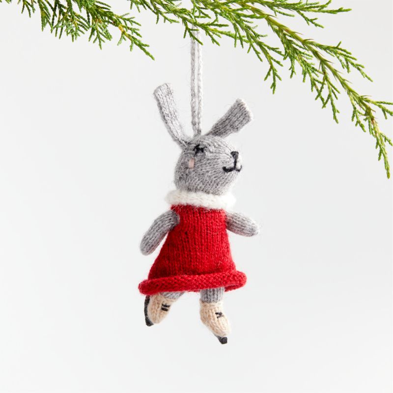 Alpaca Handmade Ice Skating Bunny Christmas Tree Ornament | Crate & Barrel | Crate & Barrel