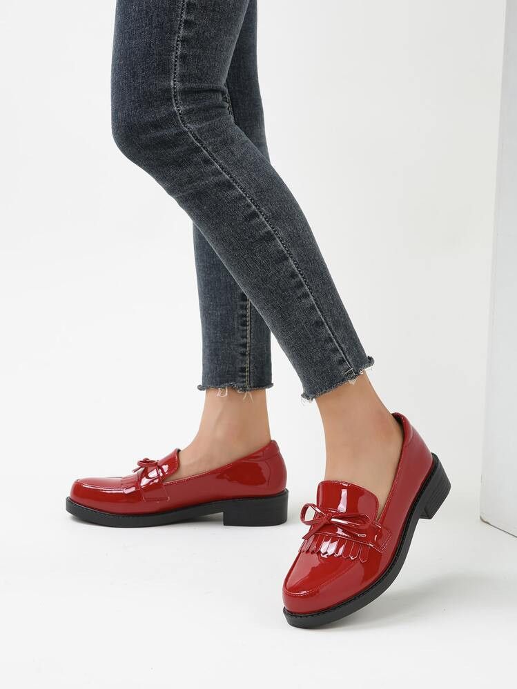 Bow & Fringe Decor Flat Loafers | SHEIN