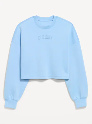 Bounce Fleece Crew-Neck Cropped Sweatshirt | Old Navy (US)
