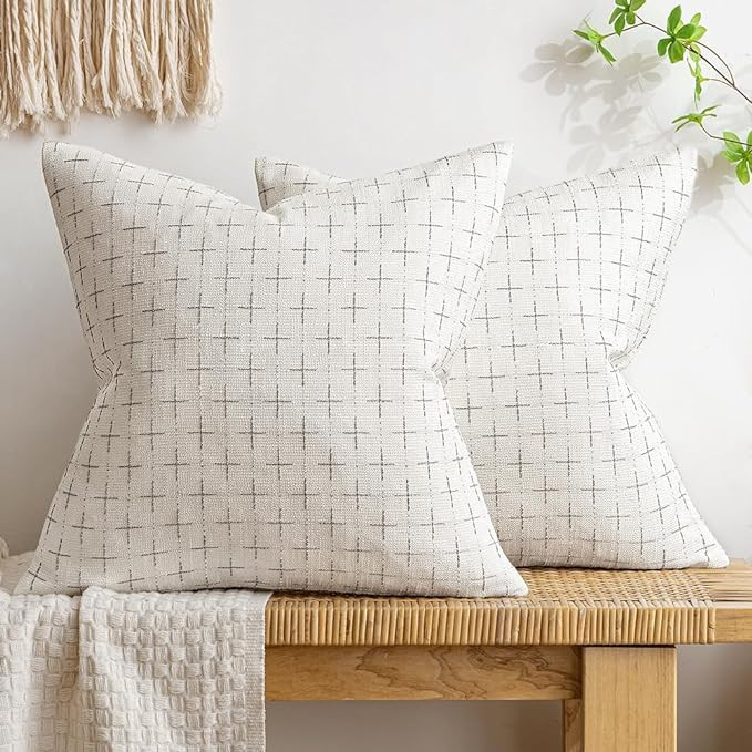 MIULEE Pack of 2 Decorative Burlap Linen Throw Pillow Covers Modern Farmhouse Pillowcase Rustic W... | Amazon (US)