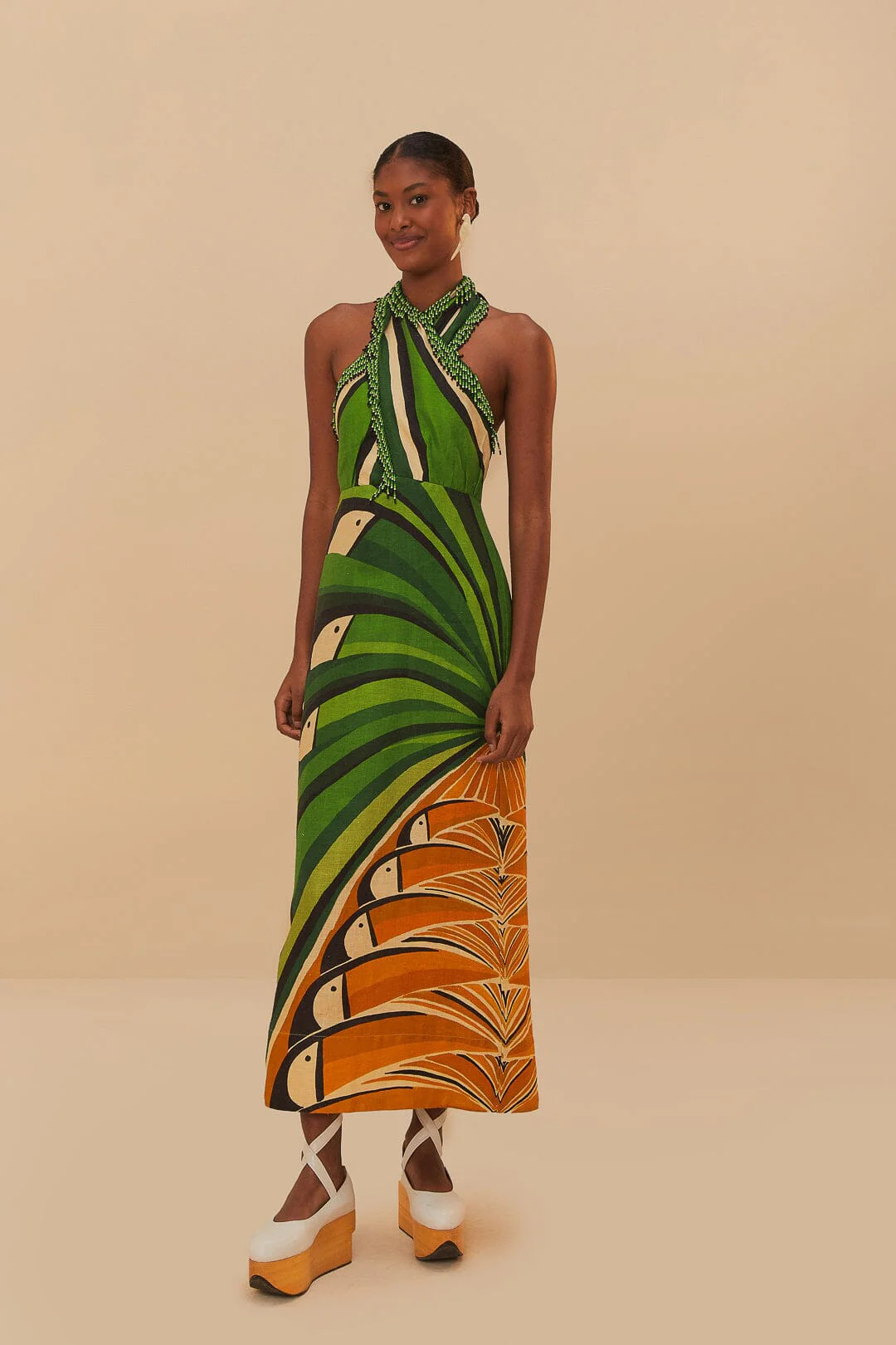 Green Toucan Tree LENZING™ ECOVERO™ Euroflax™ Maxi Dress | FarmRio (US)