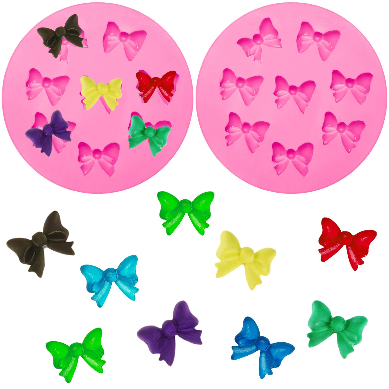 WILLBOND 2 Pieces Bows Silicone Mould Fondant Sugar Candy Bow Molds Chocolate Candy Baking Molds ... | Amazon (US)