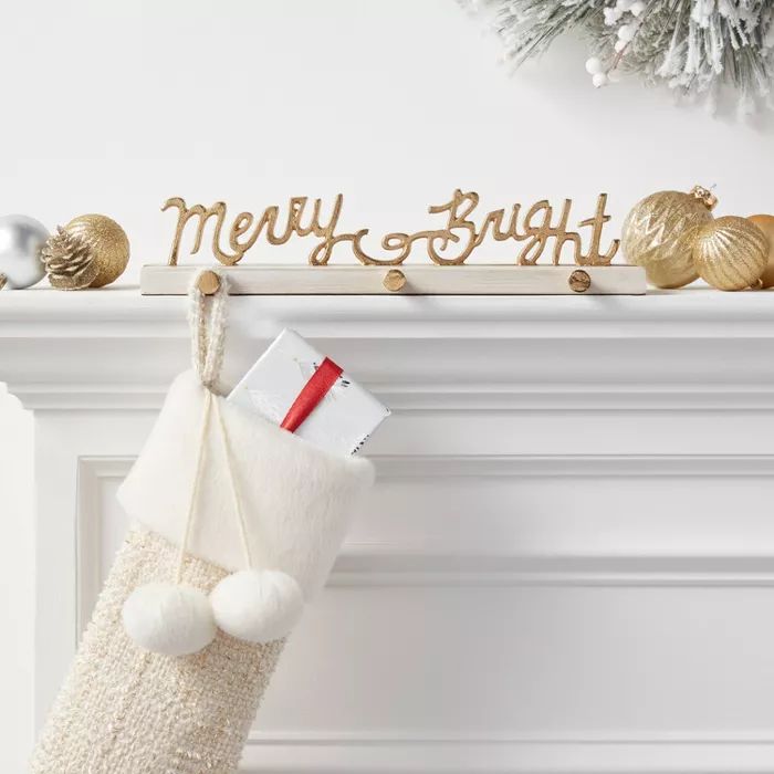 15" x 3" Merry & Bright Stocking Holder Gold - Opalhouse™ | Target