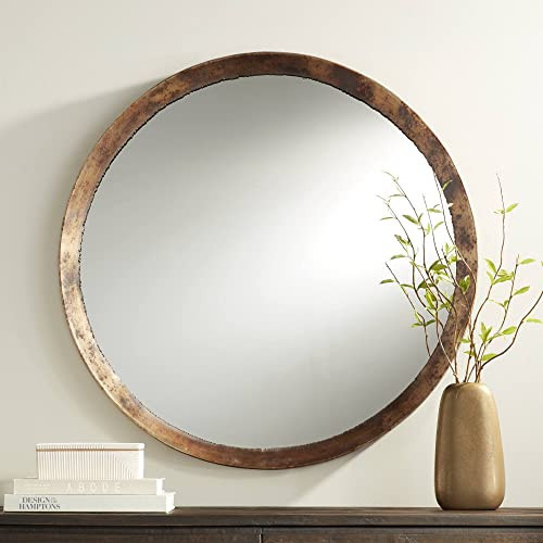 Uttermost Tortin Round Vanity Decorative Wall Mirror Rustic Vintage Multi-Tonal Hammered Jagged Metal Frame 34" Wide Decor for Bathroom Bedroom Living Room Home House Office Entryway | Amazon (US)