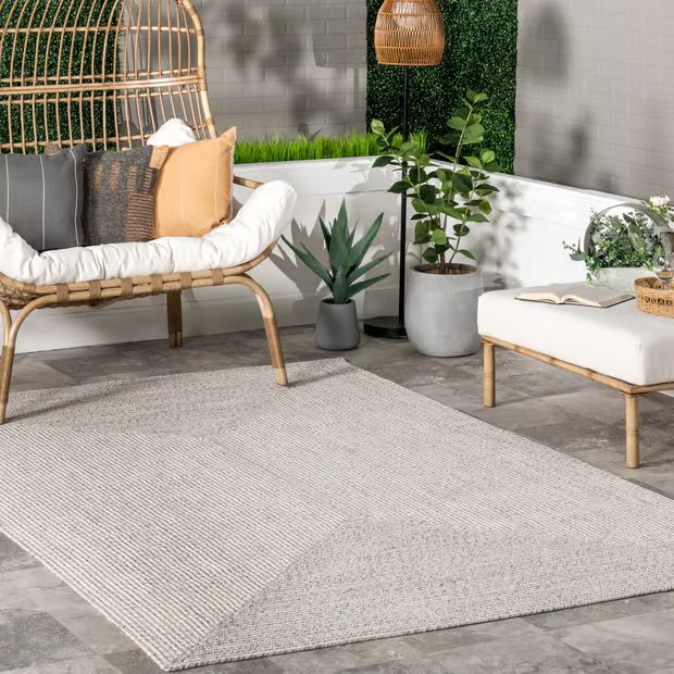 Ivory Handmade Braided Indoor/Outdoor 6' x 9' Area Rug | Rugs USA