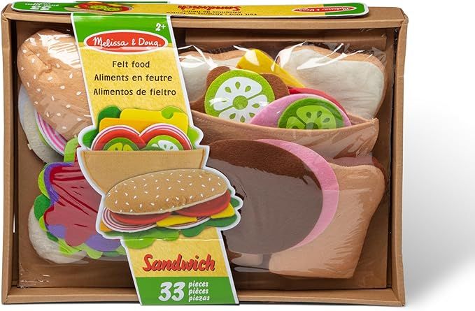 Melissa & Doug Felt Food Sandwich Play Food Set (33 pcs) - Felt Sandwich Play Set For Kids Kitche... | Amazon (US)
