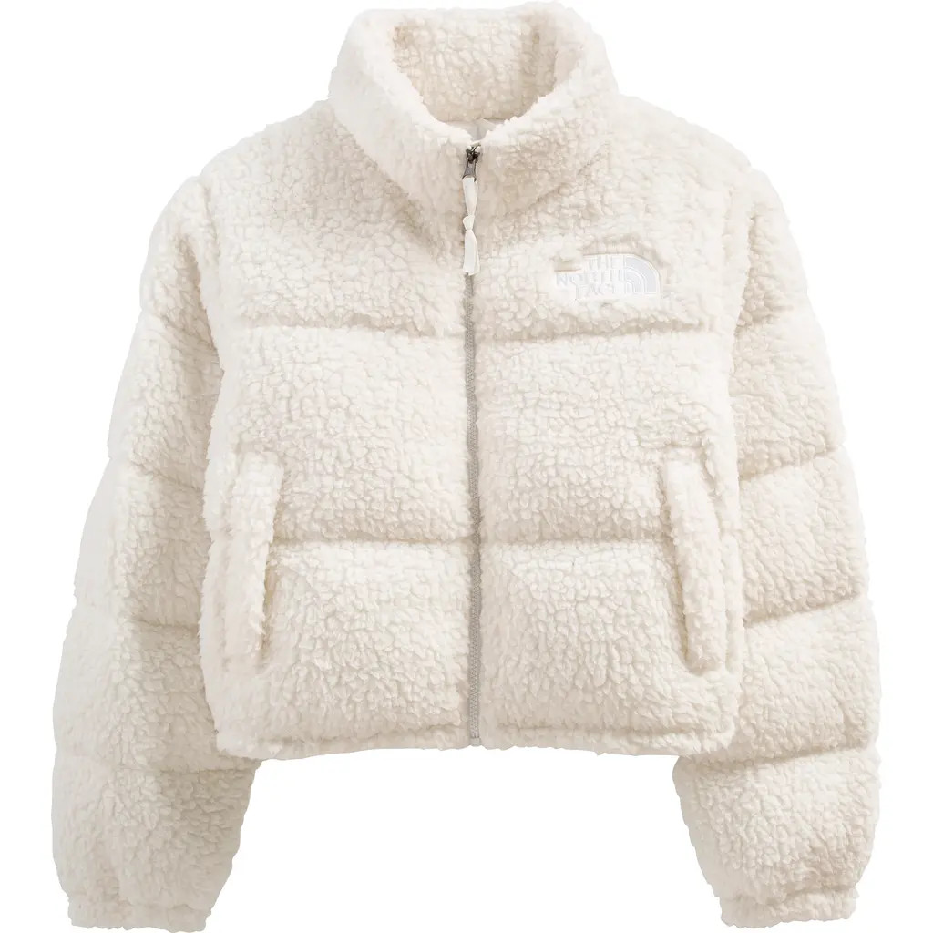 The North Face High Pile Fleece Nuptse Jacket in Gardenia White at Nordstrom, Size Medium | Nordstrom