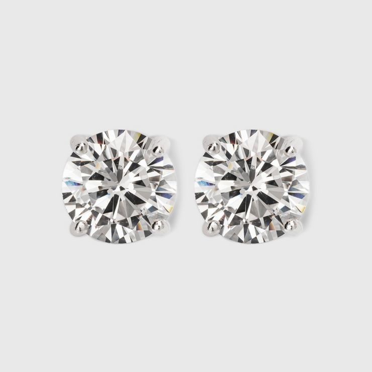 Sterling Silver Round Cubic Zirconia Stud Earring - A New Day™ Silver | Target