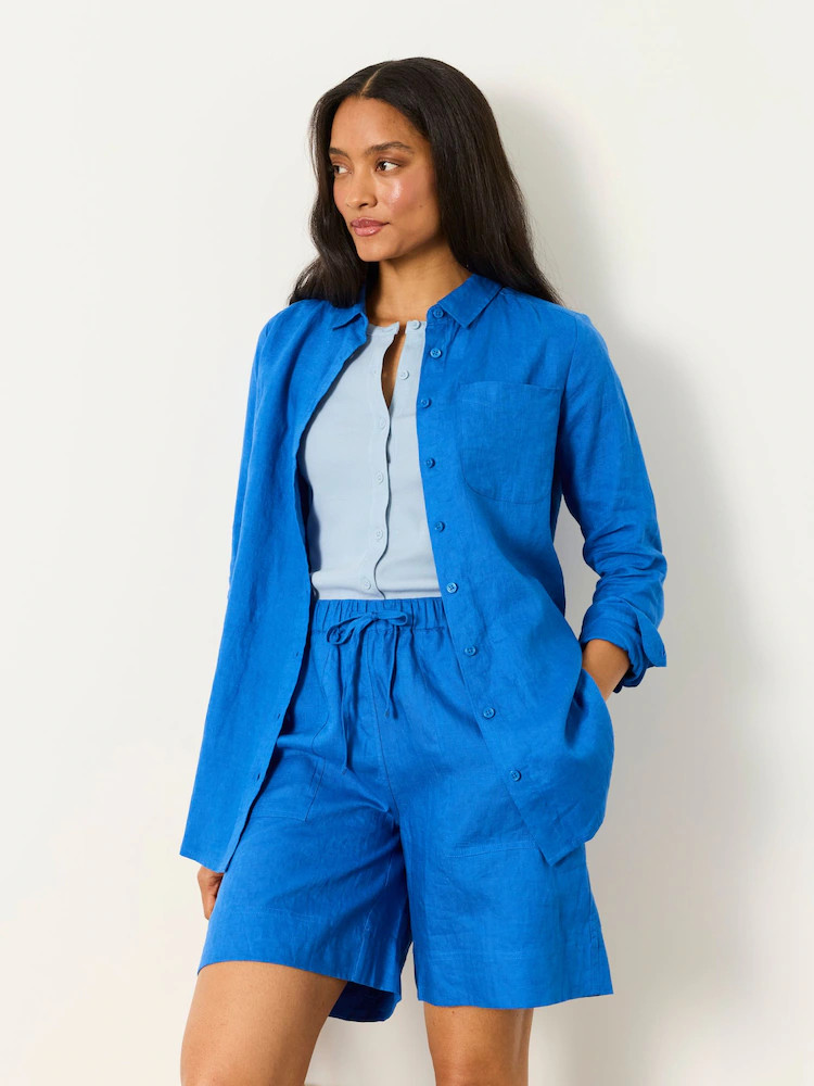 FatFace Olivia Cobalt Blue 100% Linen Shirt | Next AU