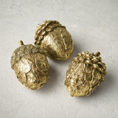 Gold Edge Mixed Acorns, Set of Three | Frontgate | Frontgate