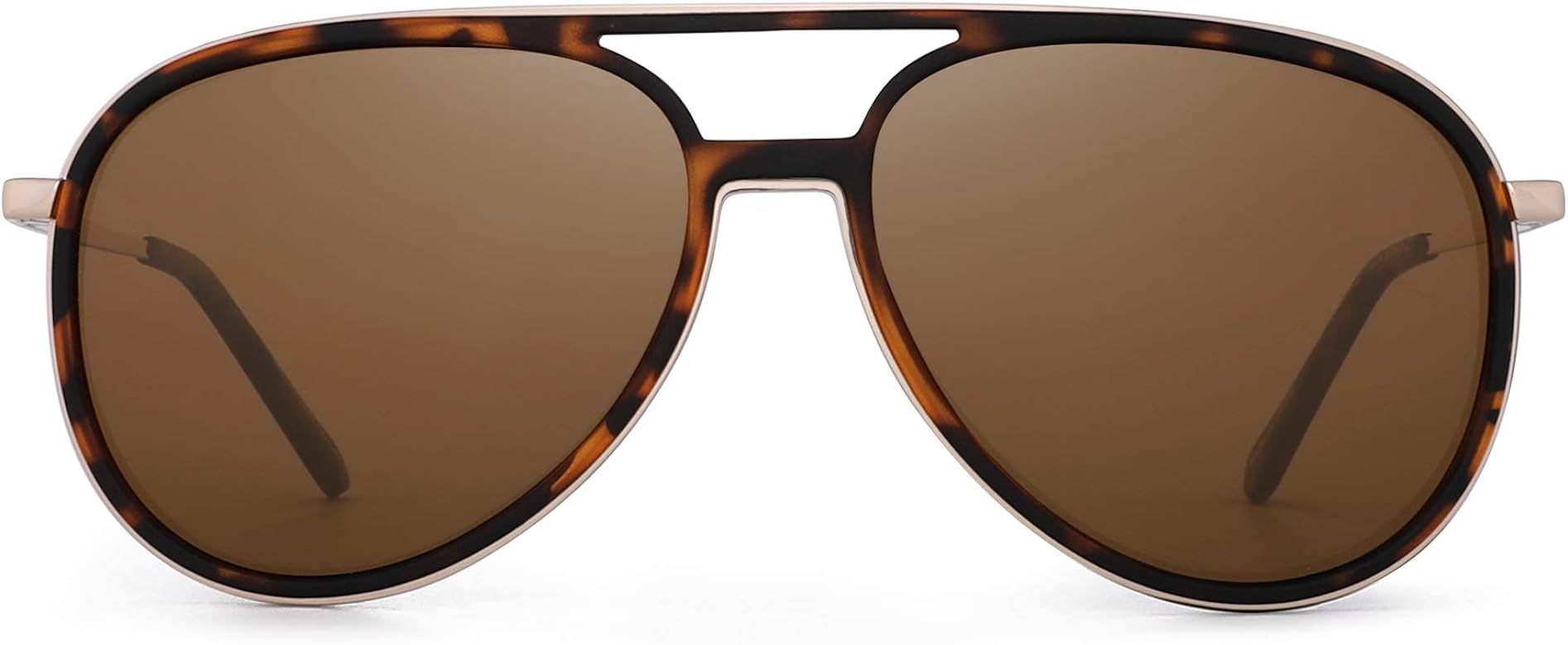 GLINDAR Retro Polarized Aviator Sunglasses Men Women Lightweight Plastic Driving Glasses | Amazon (US)
