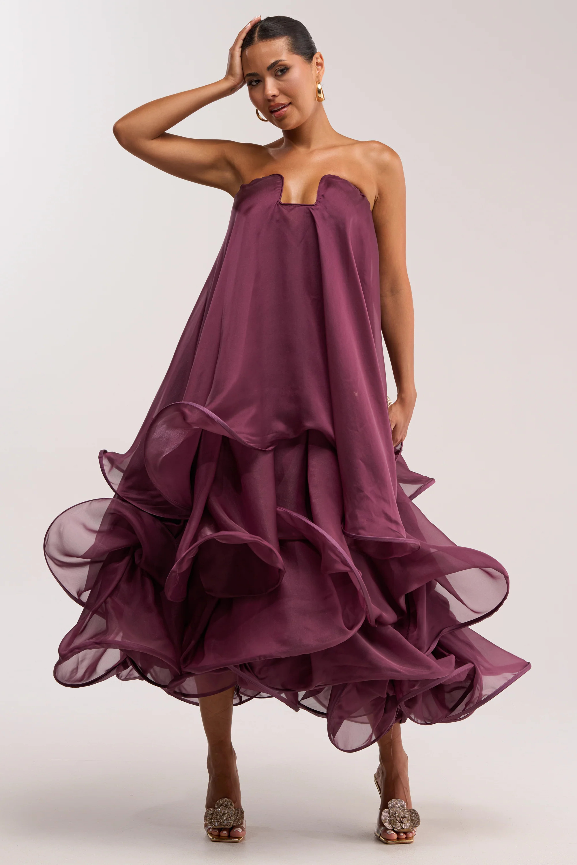 BUDDING ROMANCE ABSTRACT MAXI DRESS IN PURPLE | AKIRA