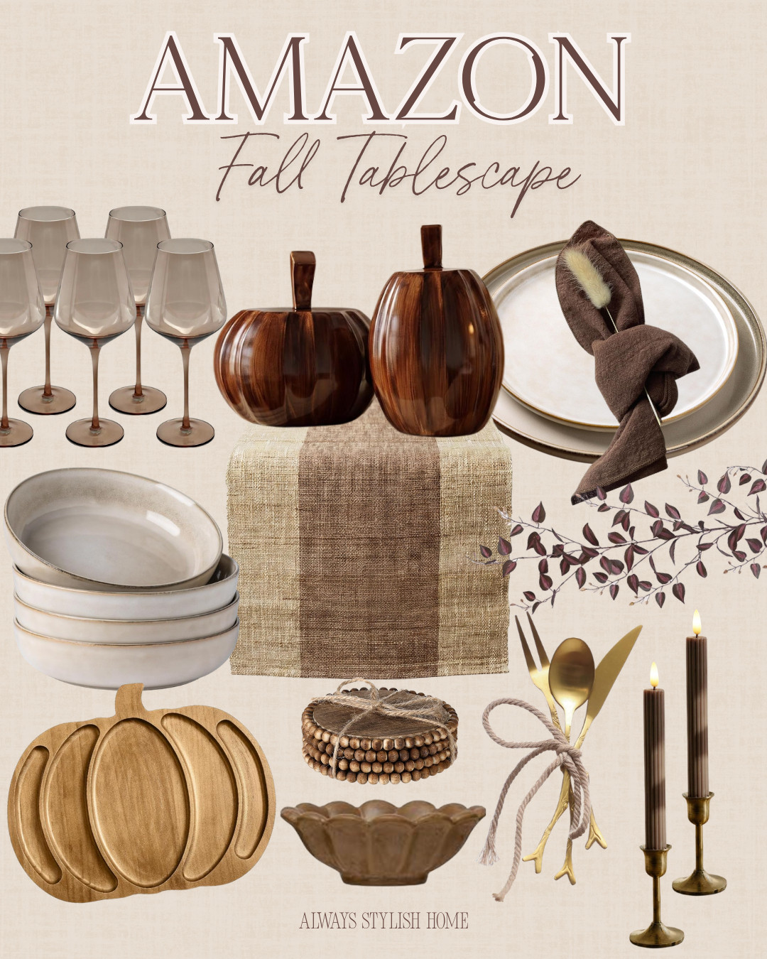 🍂 Amazon Fall Tablescape Finds 🤎 Creating a cozy, elevated fall table without overspending! These Amazon home finds are perfect for Thanksgiving hosting, Friendsgiving, or an everyday autumn dining room refresh. Think warm neutrals, seasonal textures, pretty dinnerware, candles, linens, and designer-inspired fall decor that looks way more expensive than it is.

Amazon fall decor, fall tablescape, Thanksgiving tablescape, fall table decor, Amazon home finds, neutral fall decor, Thanksgiving hosting, fall dining room decor, autumn home decor, affordable home decor 

 #LTKfoodie #LTKSeasonal #LTKHome