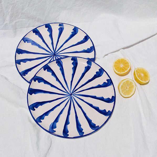 Casa Azul Dinner Plate With Candy Cane Stripes | The Avenue