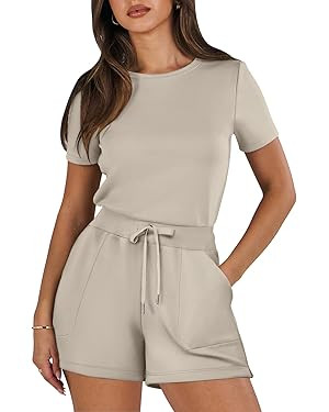 ANRABESS Women's Summer Casual Dressy Short Sleeve Tshirt One Piece Rompers Jumpsuit Beach Travel... | Amazon (US)