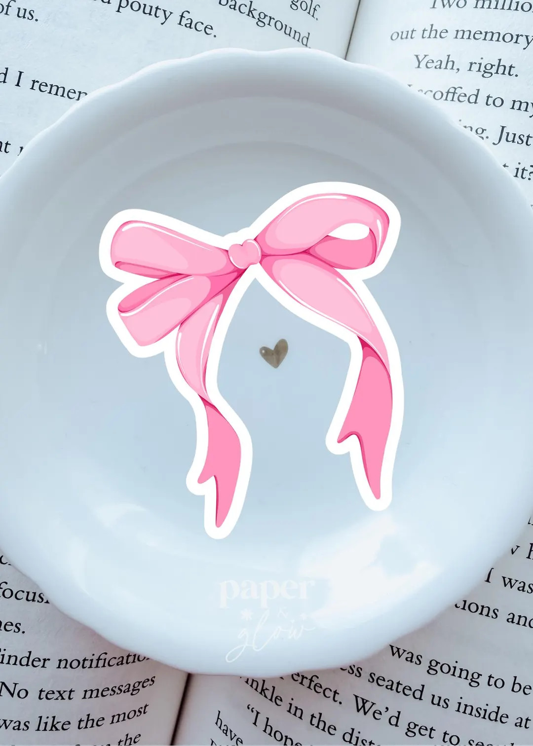 Pink Ribbon Bow Vinyl Sticker | Paper and Glow - Etsy | Etsy (US)