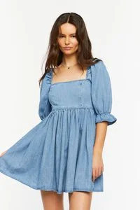 Denim Babydoll Mini Dress | Forever 21 (US)