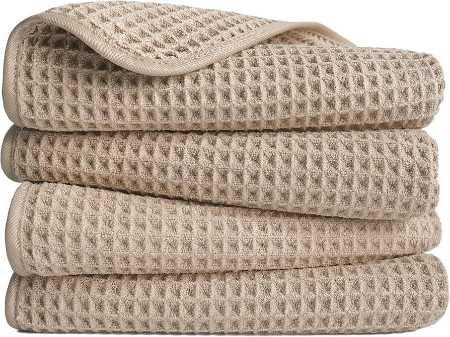 POLYTE 430 GSM Poly Blend Microfiber Quick Dry Waffle Hand Towel, 16x30 in | Amazon (US)