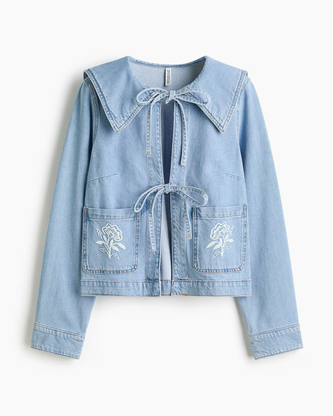 Tie front denim jacket and collared denim top with embroidery 

#LTKSeasonal #LTKFindsUnder50