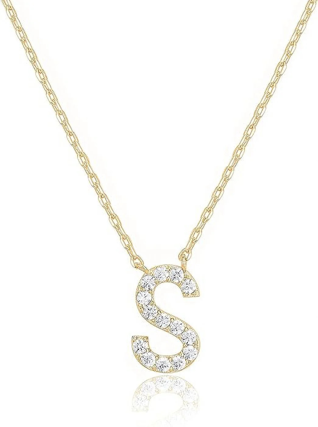 PAVOI 14K Yellow Gold Plated Cubic Zirconia Initial Necklace | Letter Necklaces for Women | S Ini... | Walmart (US)