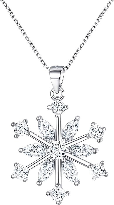 EVER FAITH Snowflake Jewerly Sterling Silver Winter Accessory Sparkle Zircon Snow Flower Pendant ... | Amazon (US)