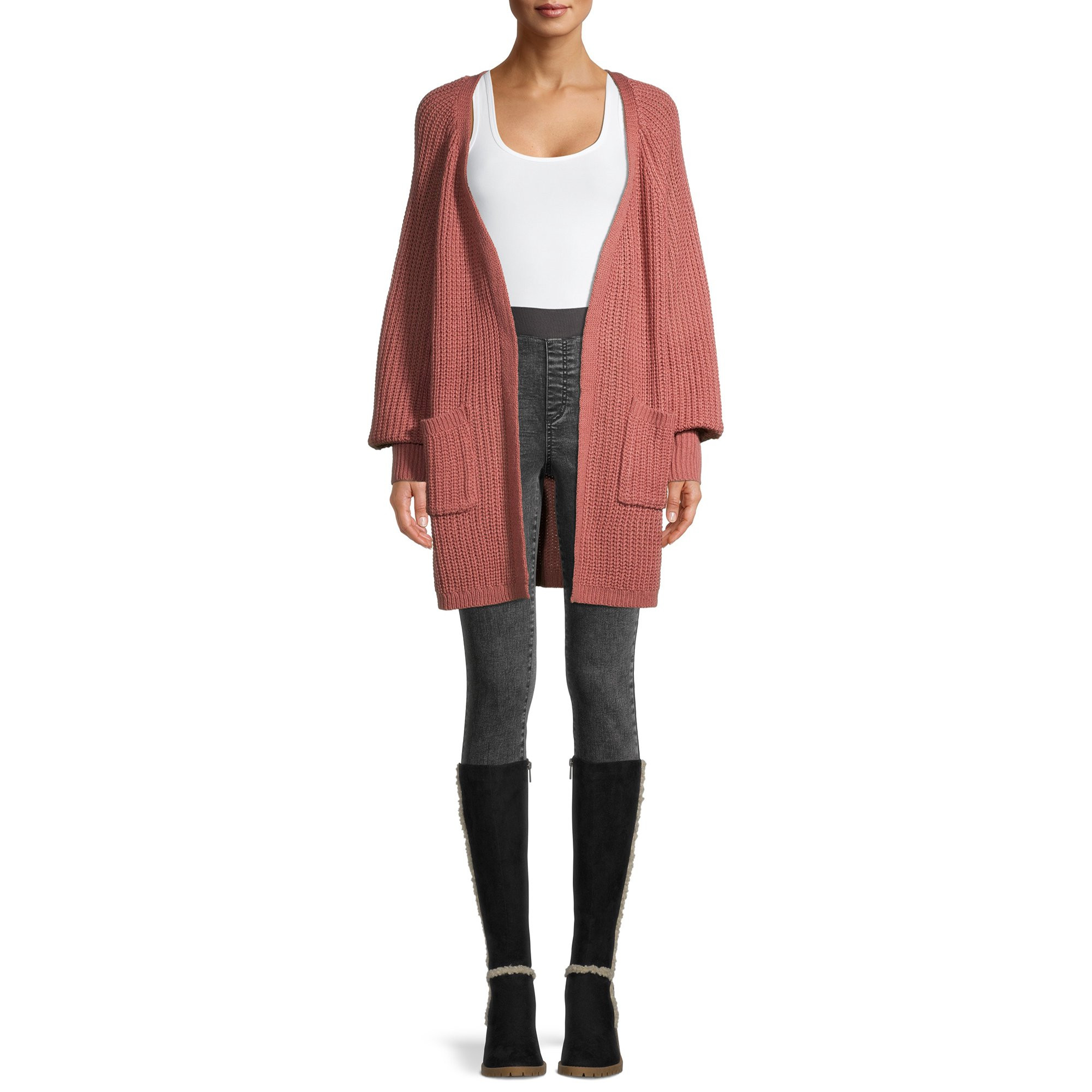 No Boundaries Juniors Laced Back Cardigan with Pockets | Walmart (US)