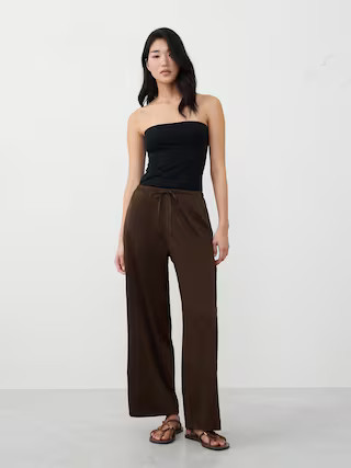 Wide-Leg Crinkled Satin Pull-On Pant | Banana Republic Factory