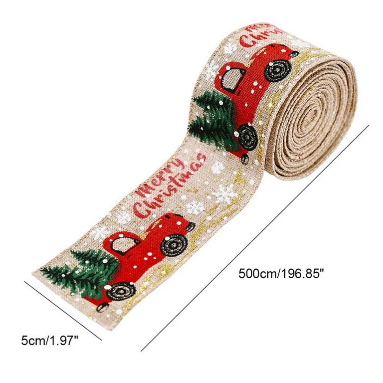 16.4ft Christmas Wired Burlap Ribbon Vintage Truck for Christmas Tree Crafts Floral Bows Decorati... | Walmart (US)