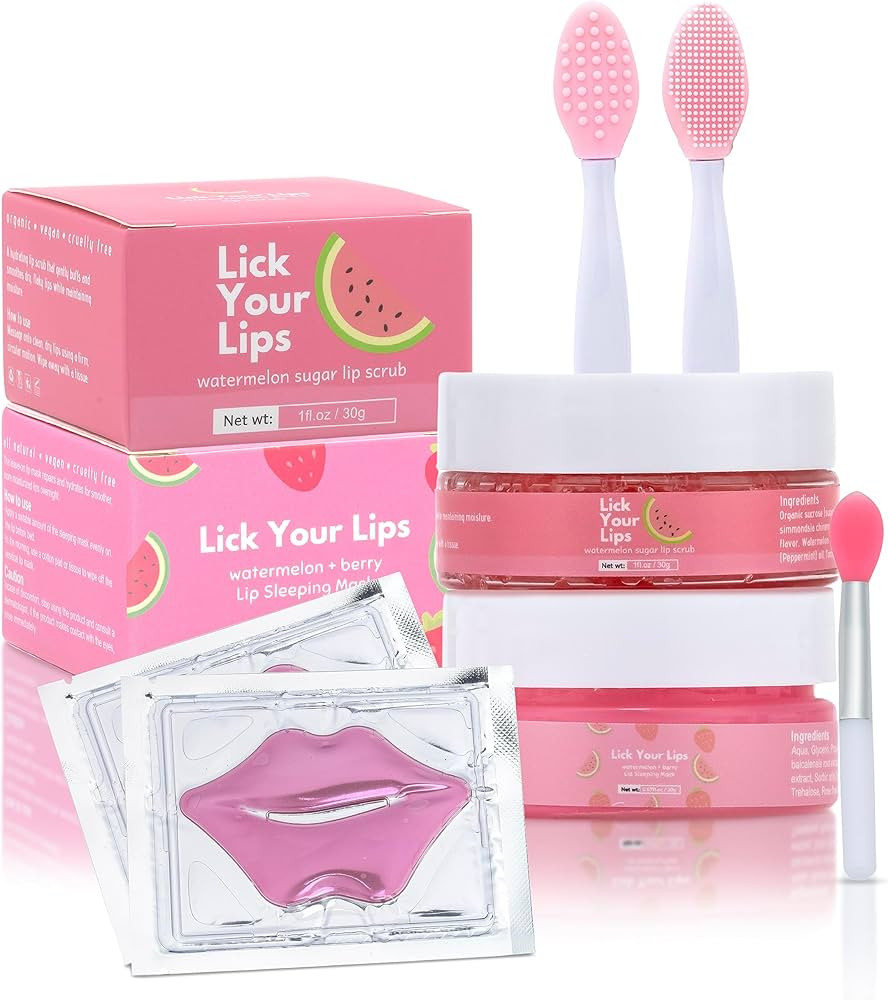 6-in-1 Lip Care Kit With Lip Sleeping Mask, Silicone Brush, Sugar Scrub, Sheet Mask to Reveal Lus... | Amazon (US)