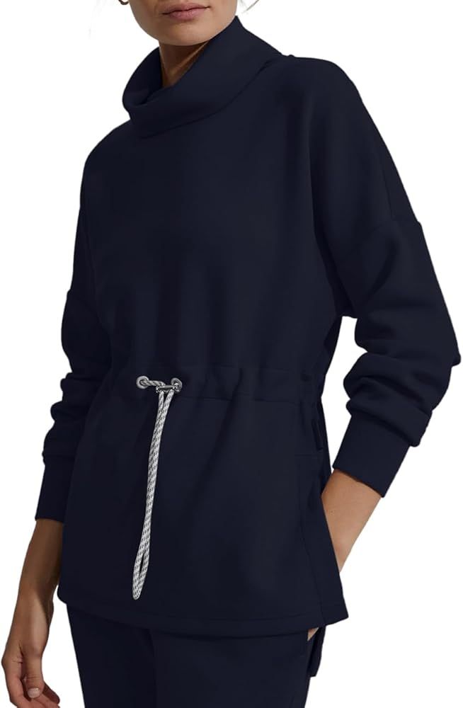 FUPHINE Womens Turtleneck Sweatshirt Oversize Long Sleeve Pullover Tops Side Slit Soft Hoodie wit... | Amazon (US)