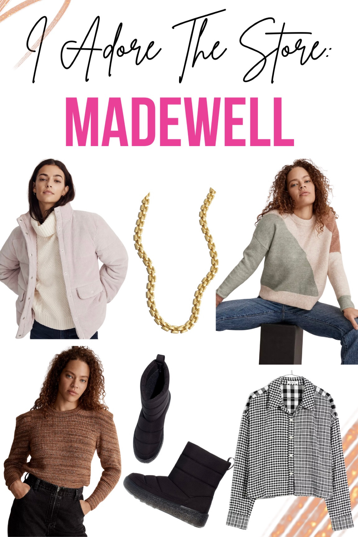 - CEDARBROOK PULLOVER SWEATER IN COLORBLOCK
- WYMAN QUILTED CORDUROY PUFFER JACKET
- SPACE -DYED PRENTISS PULLOVER SWEATER
- LONG-SLEEVE CROP SHIRT IN PLAID
- WATCH CHAIN NECKLACE
- THE TOAST PUFFER BOOT

#LTKHoliday #LTKGiftGuide #LTKfamily