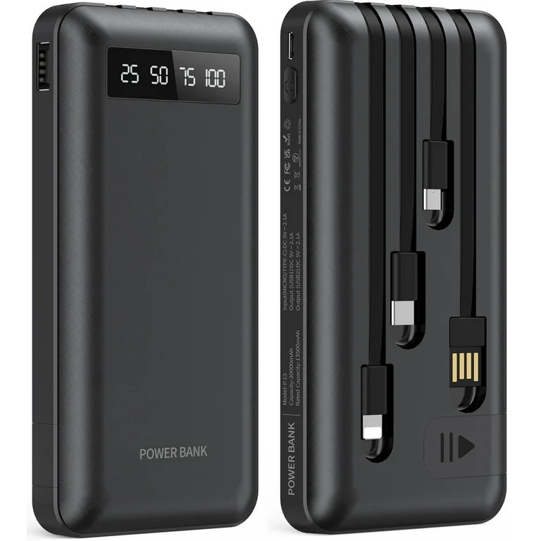 20000mAh Power Bank Portable Charger with Cables, USB Fast Charging for Phone - Walmart.com | Walmart (US)