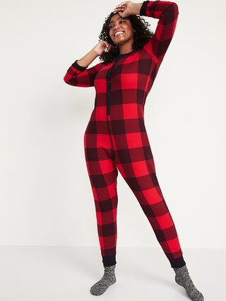 Matching Printed Thermal-Knit One-Piece Pajamas for Women | Old Navy (US)