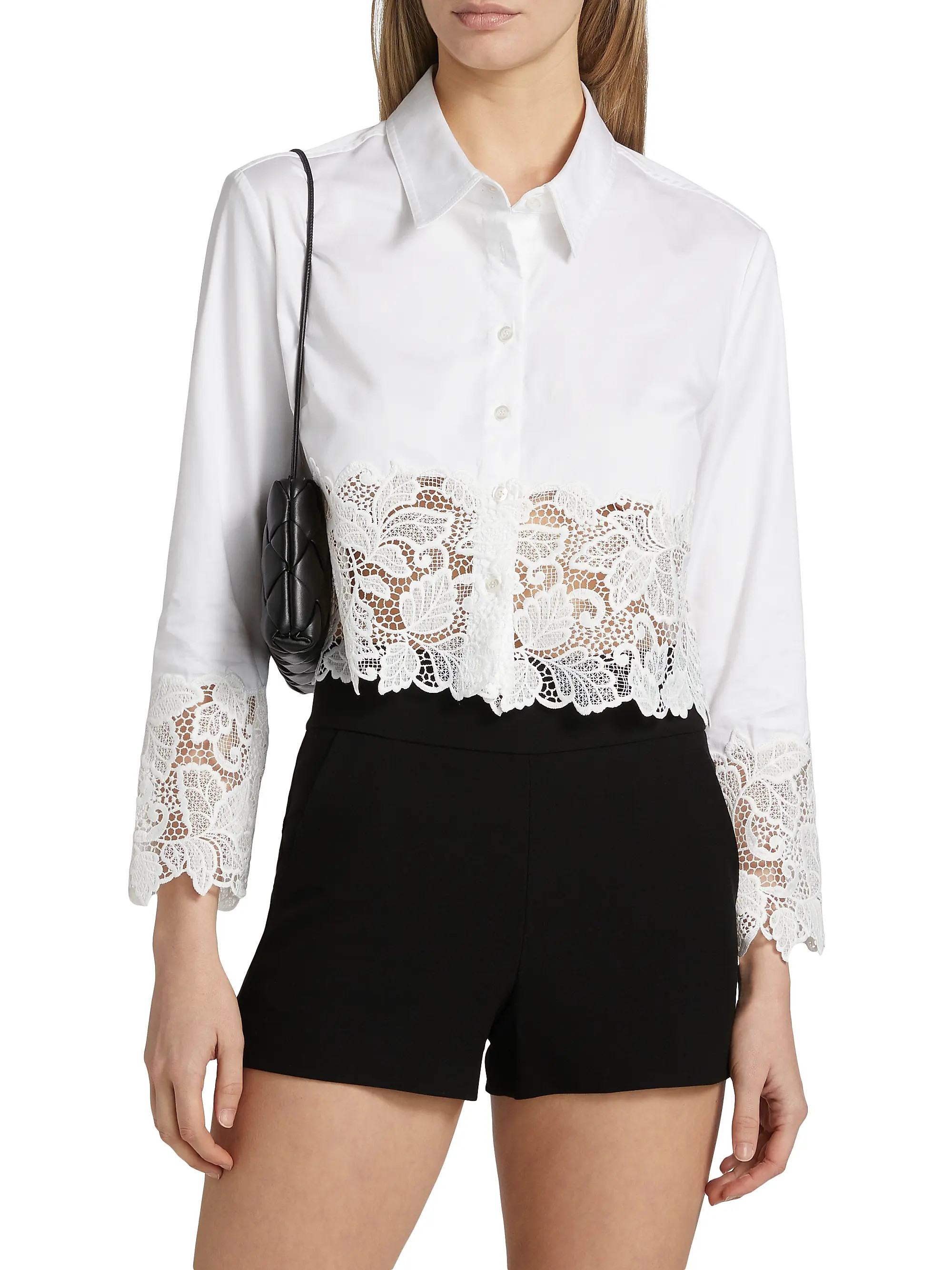 Issa Poplin-Lace Cropped Shirt | Saks Fifth Avenue