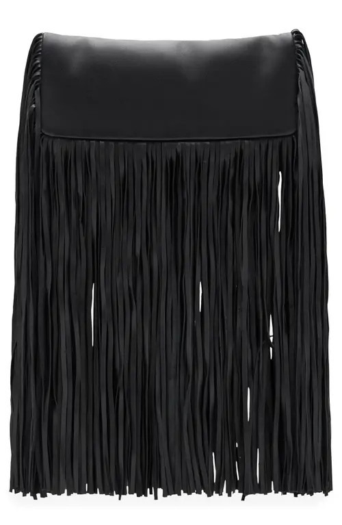 MANGO Fringe Leather Clutch in Black at Nordstrom | Nordstrom