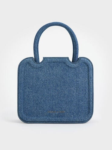 Blue Perline Denim Sculptural Top Handle Bag | CHARLES & KEITH | Charles & Keith US